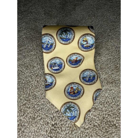 Vintage CHAPS Ralph Lauren Sailing Boat Yacht Print Neck Tie Men's One Size - Picture 3 of 6